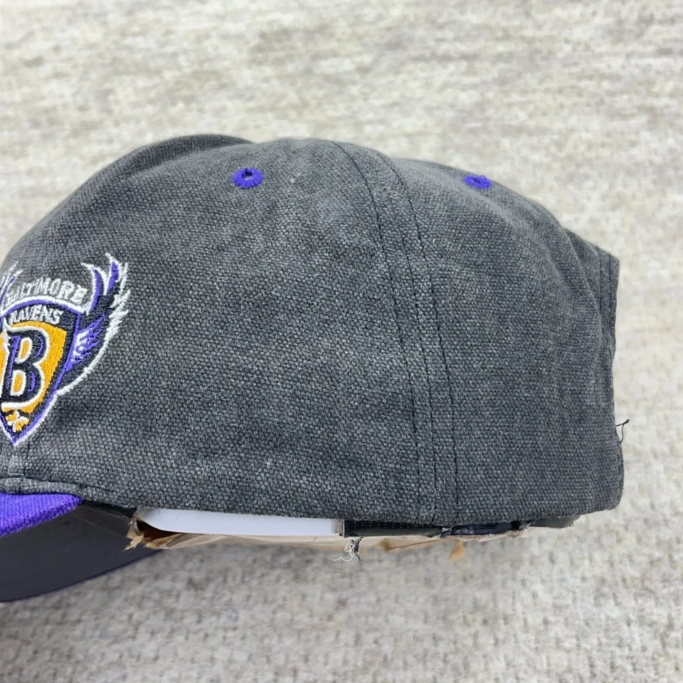 Vintage Baltimore Ravens Hat Cap Strap Back Gray Purple Canvas 90s Y2K NFL Adult - Image 4 of 4