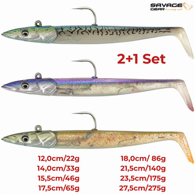 Savage Gear Sandeel V2 Set 2+1 Sandaal Meerforelle Köder Gummifisch