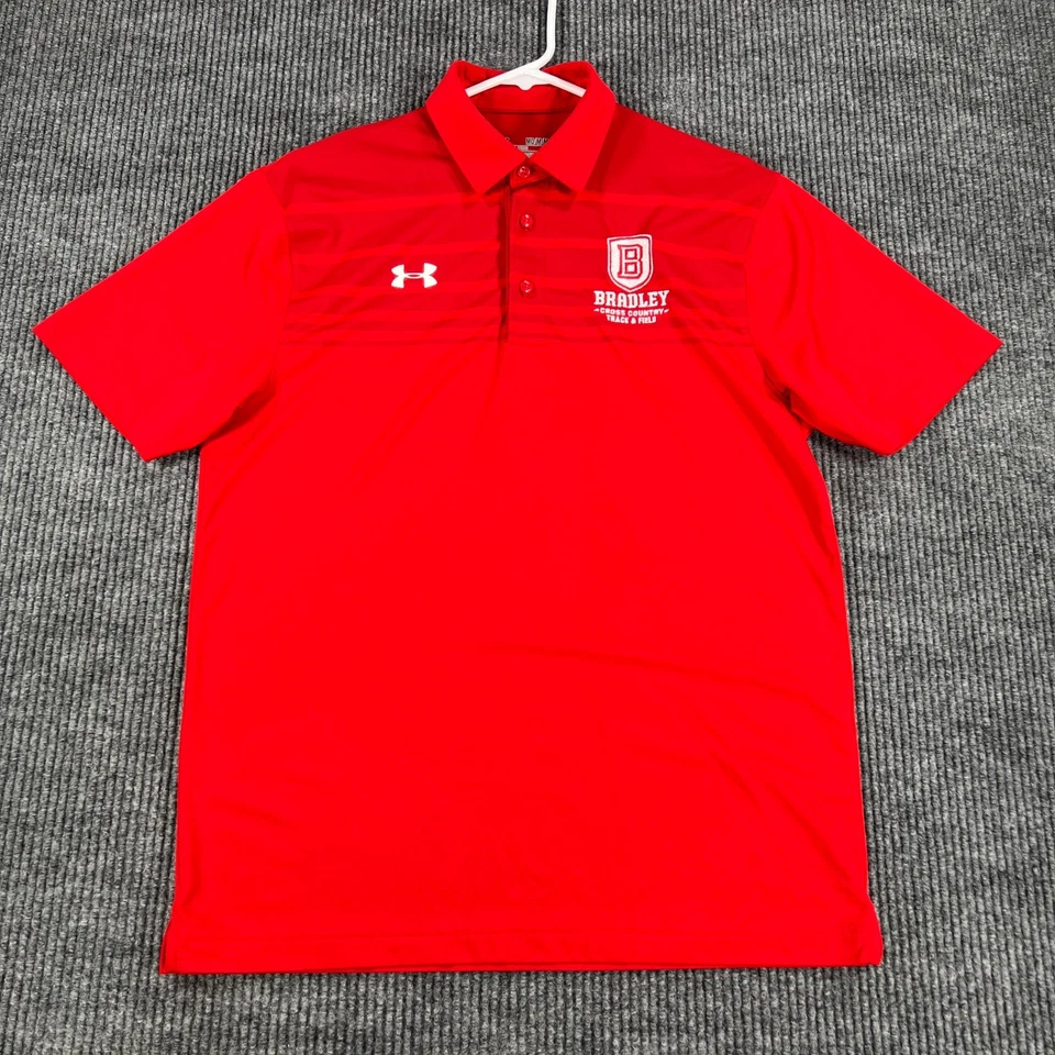 Bradley Braves Polo Shirt Mens Medium Red Short Sleeve Under Armour NCAA - Image 4 of 4