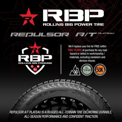 1 New Rbp Repulsor A/t Plateau  - Lt35x12.50r20 Tires 35125020 35 12.50 20