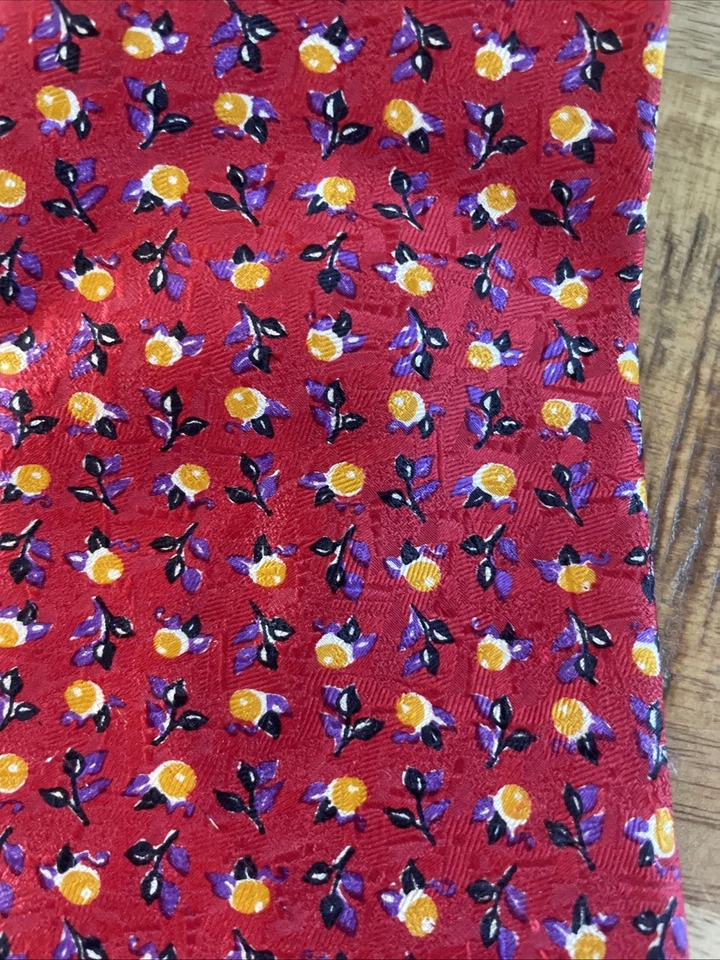 Corbata De Colección Ermenegildo Zegna Diseñador Seda Para Hombre 59"x4" ROJA FLORAL Foto 2 de 4