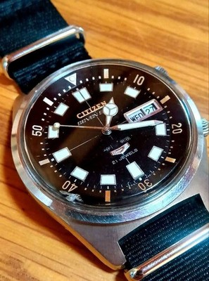 Citizen Seven Star Diver Luminous 1968 Automatik Herrenuhr funktioniert Gehäu...
