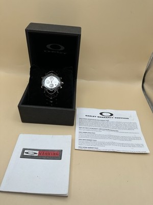 2000s VTG Oakley GMT Stealth Black Watch White Dial New Battery