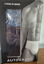 Marks & Spencer Autograph 3 Pack Supima Cotton Black/Grey/Blue  Briefs XL 39-41