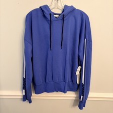 NWT DKNY Sport Pull Over Blue Hoodie SZ XL Womens MSRP 69.50 Logo On Sleeves