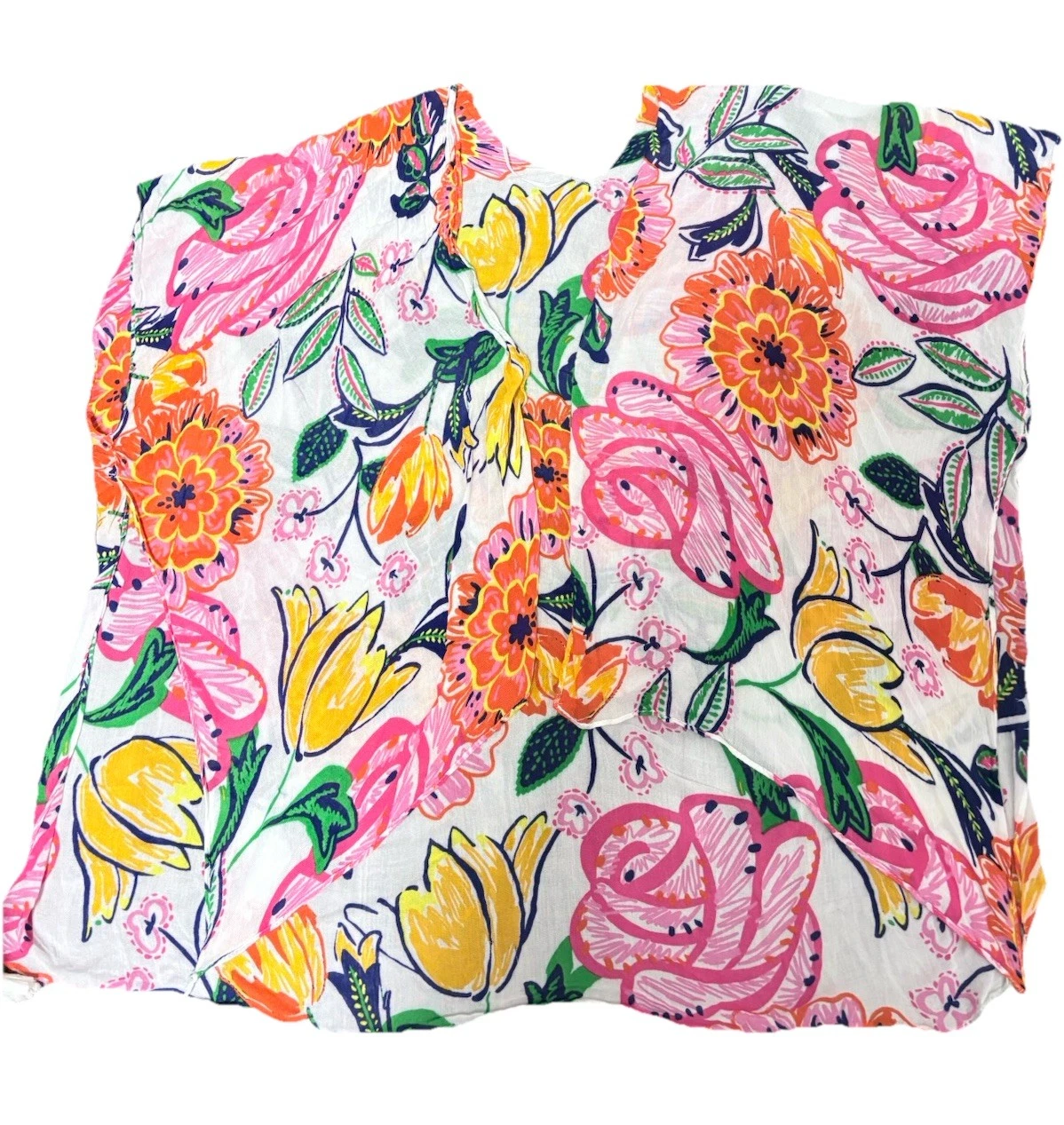 Fairy Floral Scarf Shawl Wrap Beach Cover Up Cap Sleeves Tassels Boho Dopamine