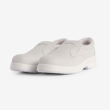Mens & Ladies WHITE Slip On Steel Toe Food Safety Kitchen Work Shoes Size 3 to 9