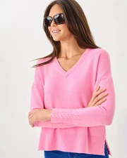 NWT Lilly Pulitzer Laureen V-Neck Sweater Color: Pink Bliss , Choose Size . Sale