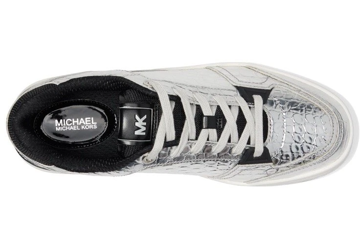 Michael Kors Women's Rebel Lace Up Sneaker, Silver Size 6 - Image 2 of 4