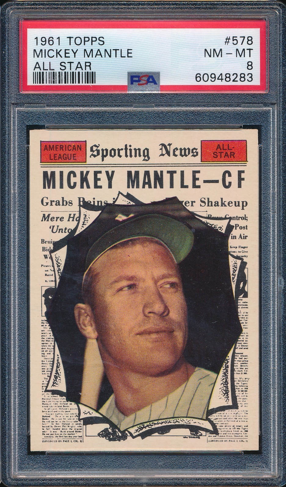 EL.HE34 1961 Topps 578 Mickey Mantle All Star PSA 8 NM-MT
