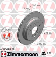2X Zimmermann Bremsscheibe Coat Z 450.5209.20 FüR Rover Sport Discovery Range 4
