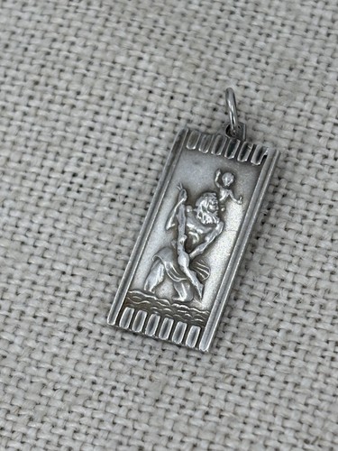 DE COLECCIÓN c.1970s S&K plata esterlina rectangular ST CHRISTOPHER colgante encanto - Imagen 2 de 5