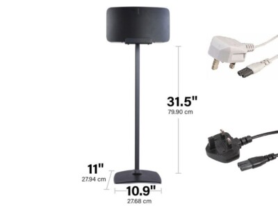 Sanus Standlautsprecher Ständer für Sonos Five & Play 5 SCHWARZ + Kabel Leitung WSS52