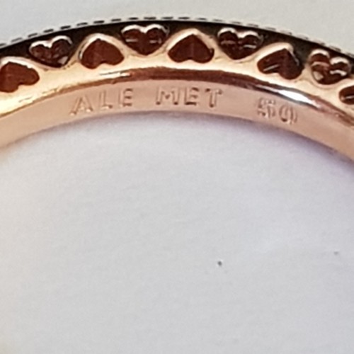 Genuine Pandora Rose Gold Hearts of Pandora Cz Eternity Ring 180963 Size 50 - Bild 5 von 6