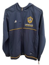 Adidas LA Galaxy Football MLS Full Zip Hooded Soccer Team Jacket Youth Large
