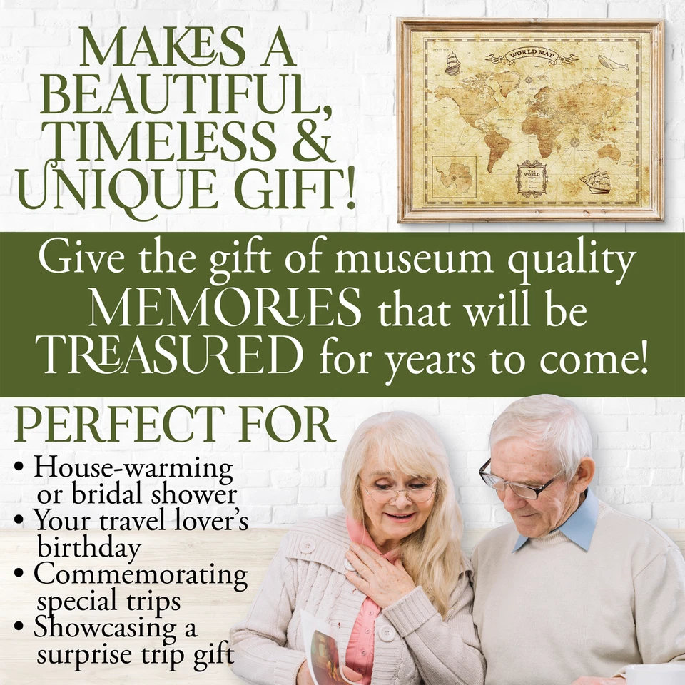 World Map Wall Art Travel Map Print with Compass Rose for Classroom Home Office - Image 4 of 4