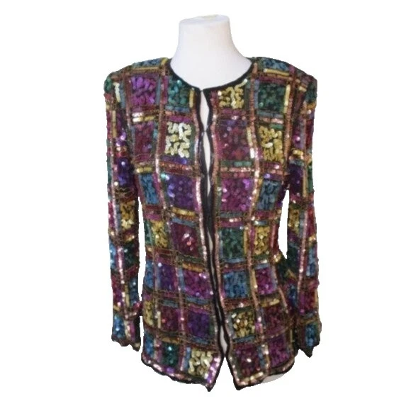 Sequin Multi-Color Regular Size Vintage Coats, Jackets & Vests for Women