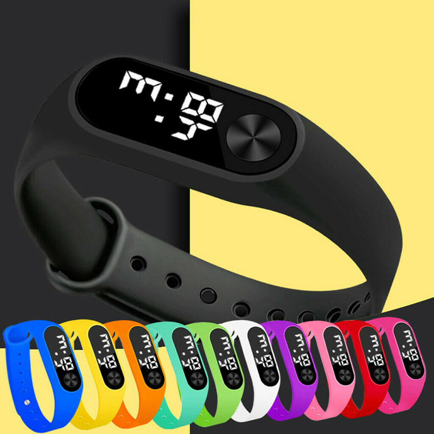 Mens Womens Kids Sports Digital Soft Silicone Rubber LED Bracelet