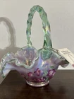 Fenton Hand painted Jewel Floral Flowers Leaves Bill Fenton Basket 3826/6000