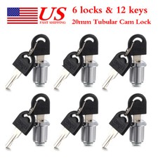6x w/12 Keys 20mm Tubular Cam Lock Camper Drawer File Cabinet Toolbox Mailbox US