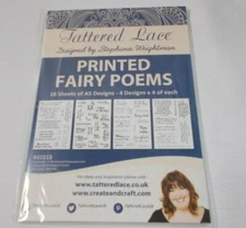 Printed Fairy Poems, Tattered Lace, A5 Designs. NOS 6