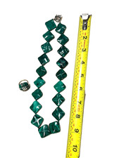 Malachite Necklace  Ring Set, 925 Silver