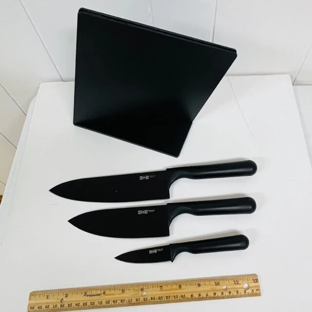 IKEA JÄMFÖRA Bloque de cuchillos con 3 cuchillos negro cocina’s/ juego utilitario 34x27 cm Foto 3 de 4