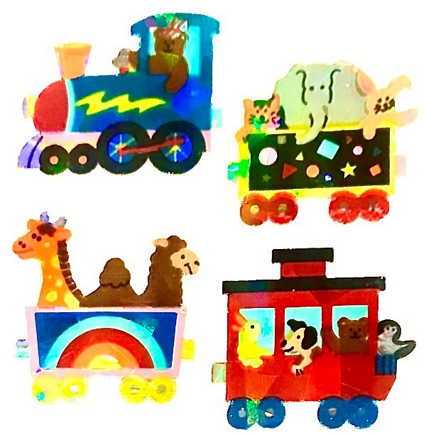 *VINTAGE* Prismatic ANIMAL TRAIN theme Sandylion Stickers
