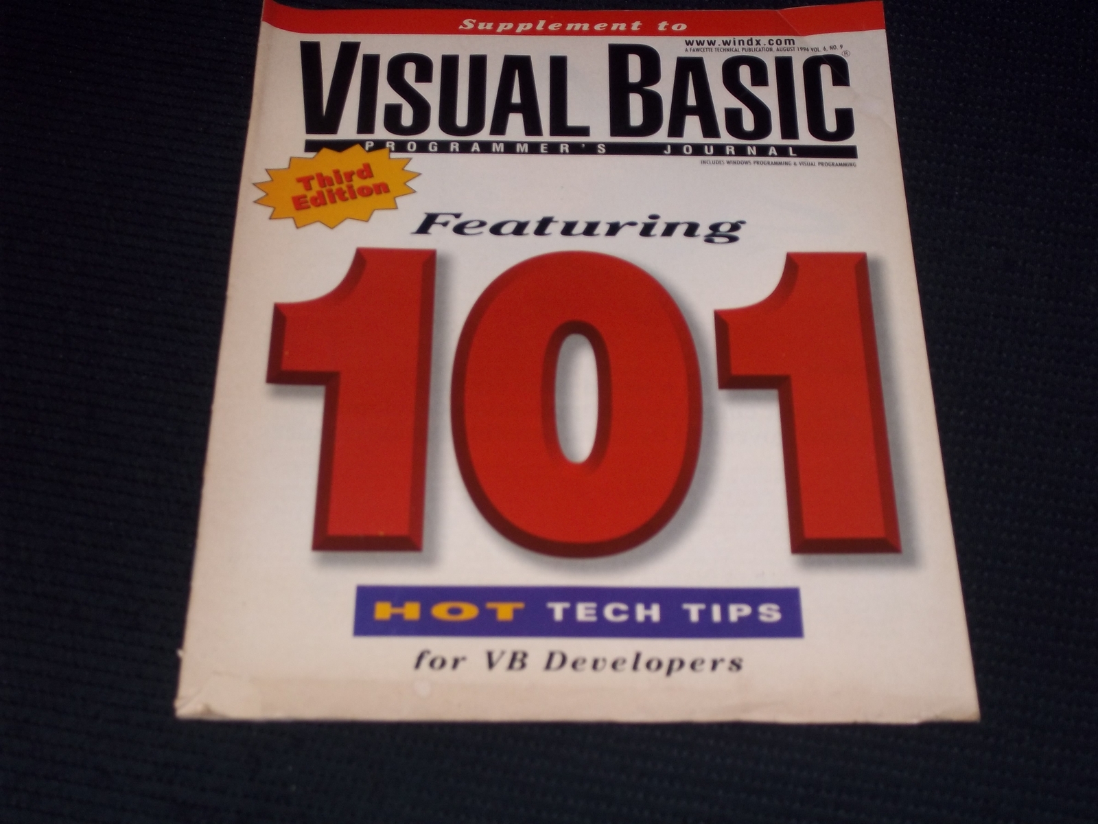 1996 AUGUST VISUAL BASIC SUPPLEMENT MAGAZINE - 101 TECH TIPS COVER - H 3887