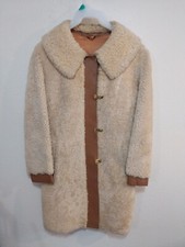 Vintage Marlboro Man Shearling Leather Brown Coat Jacket Long