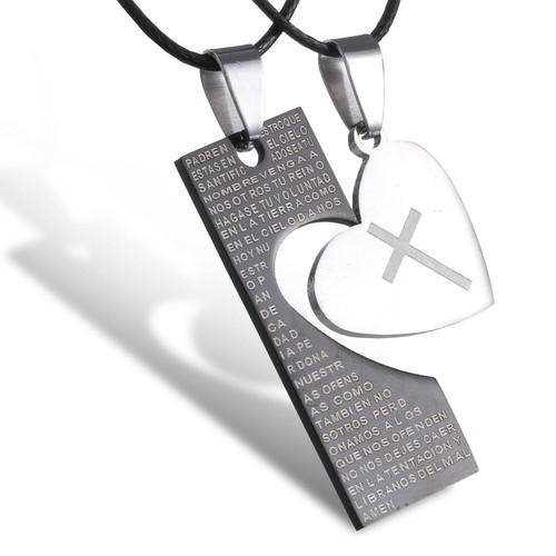 Collana Uomo Donna 2 in 1 Love Fidanzati Amiche del Cuore in Acciaio - Foto 3 di 18