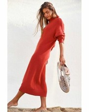 Free People La Boheme Sweater Jumper Dress, Bronze Red, Small, RRP $128