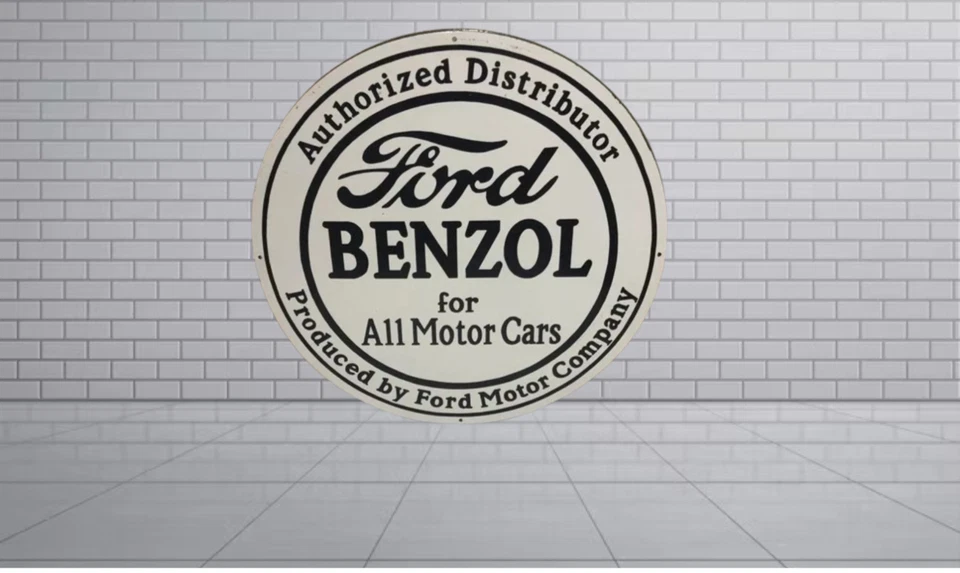 Ford Benzol Rare Porcelain Enamal Heavy Metal 30 inches Single Side - Image 2 of 3