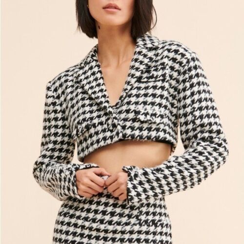 $207 NWT Black For Love & Lemons “Bonnie” Cropped Blazer Sz S Small