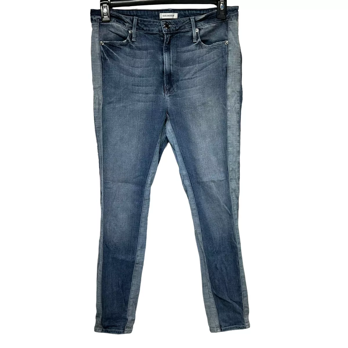 good american good waist jeans Two Tone side Leg stripe Stretch size 12 31