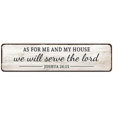 As for Me and My House We Will Serve the Lord Metal Tin Sign, Bible Verse Art...