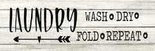 Laundry Wash Dry Fold Repeat Chic White Farmhouse Wood Sign Wall B3-06180028162