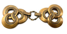ART DECO Style 1920s-1930s Belt BUCKLE 2 Pc-COPPER/BRASS-Age Wear 4.5" Wide