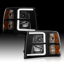For 2007-2013 Chevy Silverado 1500 2500 Hd Black Housing Headlights With Led Drl
