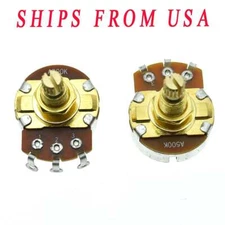 2pcs Guitar Bass A500K Pots with 18mm Brass Shaft Audio Taper Potentiometer