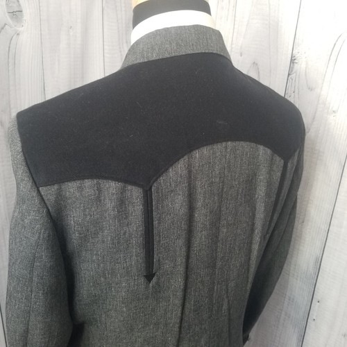 New Circle S Men's 44s Gray Black Velvet Western Yoke Blazer Rockabilly Cowboy - Picture 6 of 19