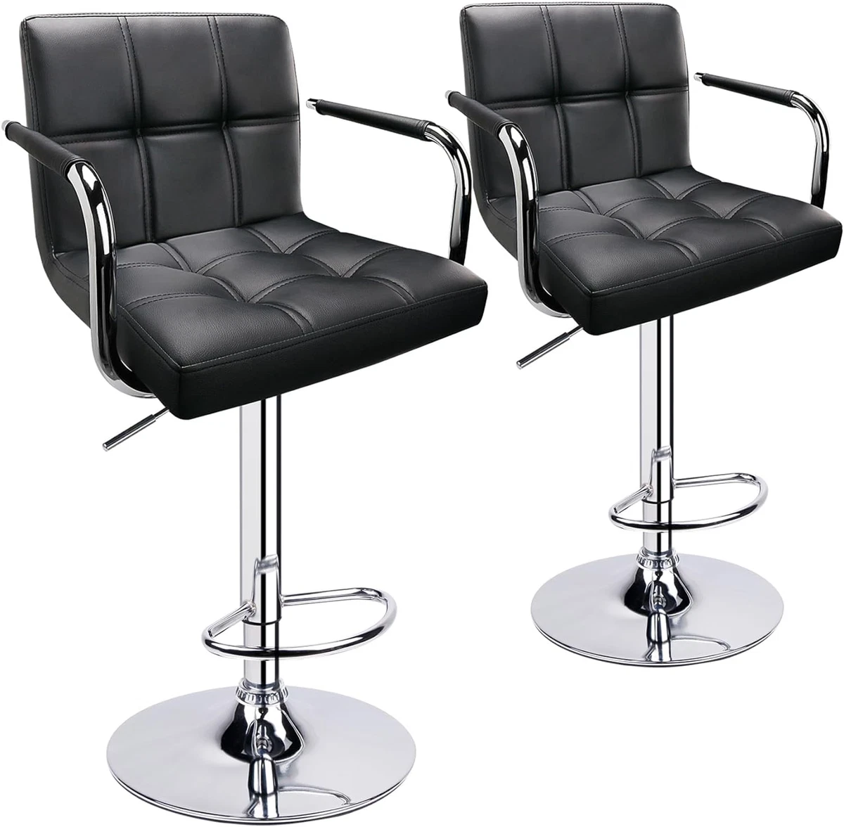 Leopard Adjustable Bar Stools with Armrest Square Back Swivel