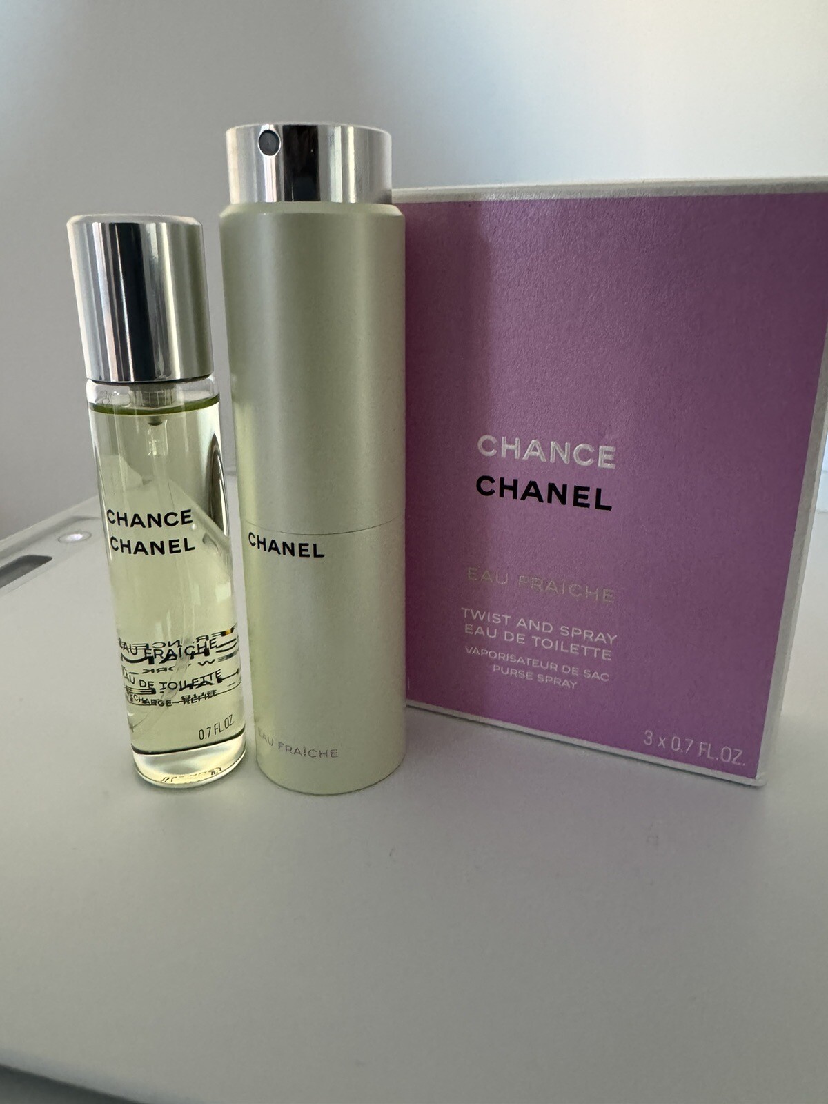 Chanel Chance Eau Fraiche 20ml Refill, Twist N Spray Purse Part Used