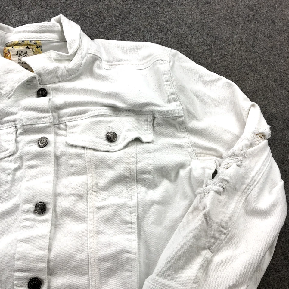 Chaqueta Matilda Jane Good Hart para mujer XL blanca denim con botones manga larga Foto 3 de 4