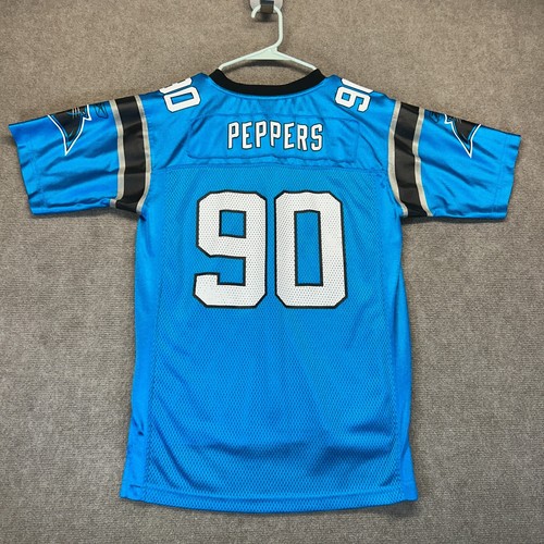 Carolina Panthers Julius Peppers 90 Jersey YOUTH Large (14-16) Blue Reebok Mesh - Picture 10 of 11