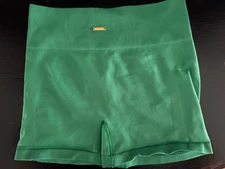 Fresought Women's Medium Green Athletic High Rise Shaper Shorts Yoga Workout