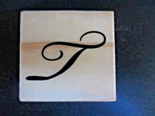 Modern Monogram Classic Lowercase Alphabet Letter T Wood Mounted Rubber Stamp