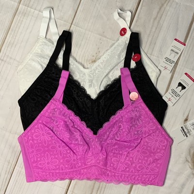 Ashley Stewart Bralette Size 1X Lot of 3 NWT Fits 38D 40D 38DD Pink White Black