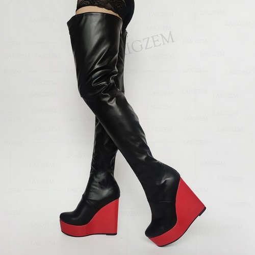 thigh high platform wedge boots