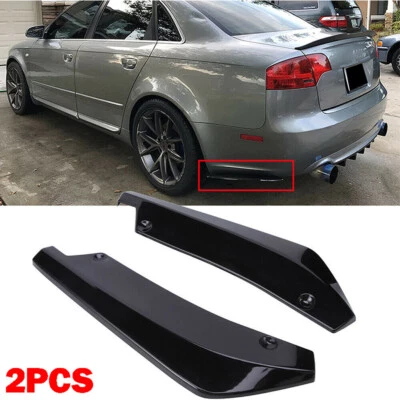 AUTOPARADISE2019 2x Rear Spats Bumper Lip Diffuser Splitter Canard Spoiler Gloss Black Universal